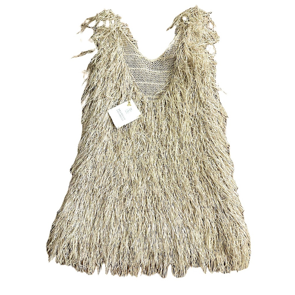 NWT BRUNELLO CUCINELLI - FRINGED KNIT COTTON SLEEVELESS TOP - SIZE M